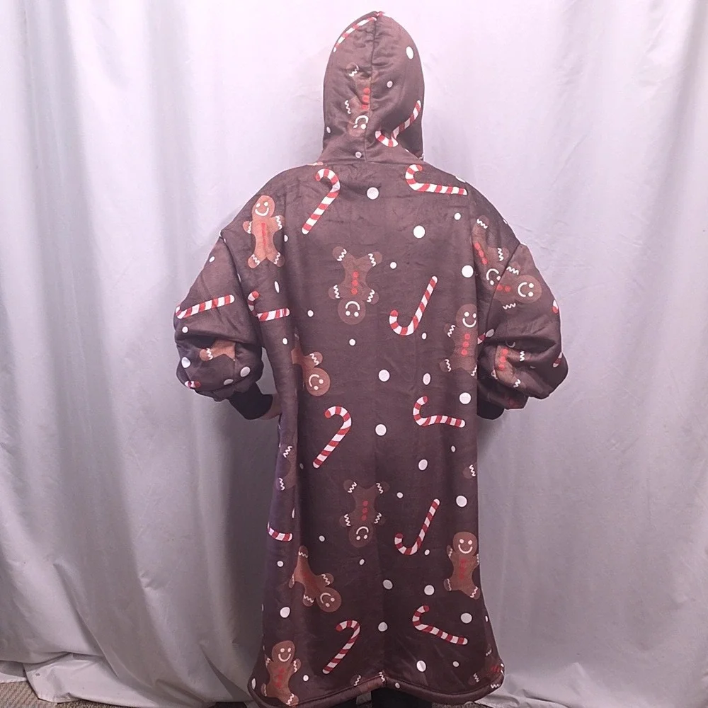 Big Blanket Co Wearable Blanket Unisex Brown Gingerbread Holiday Oversized